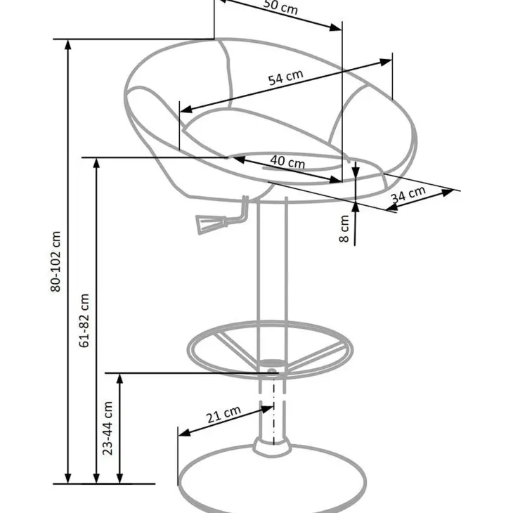 Sgabello alto regolabile in ecopelle moderno crema acciaio cromato Samui