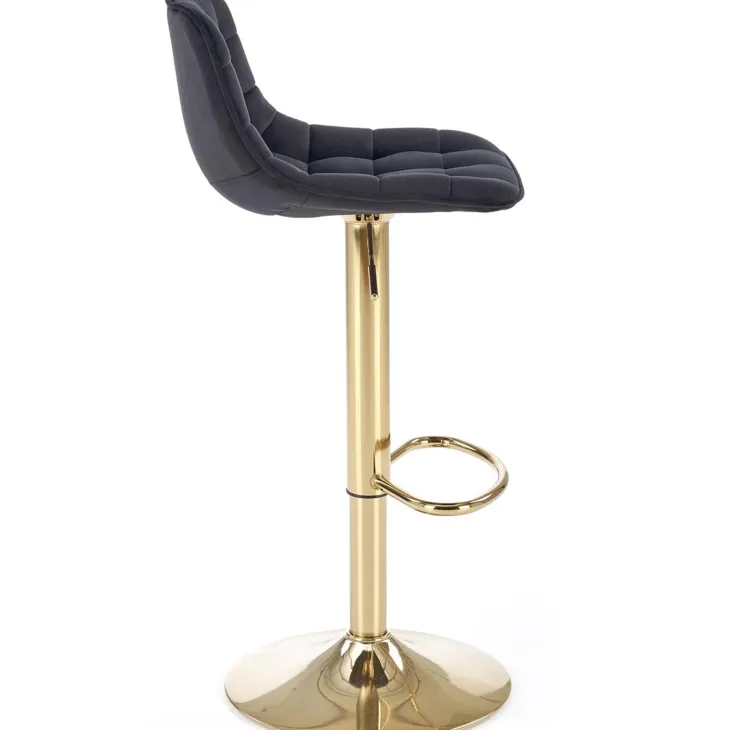 Sgabello alto regolabile in velluto moderno nero oro Marisol