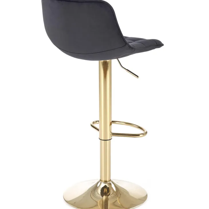 Sgabello alto regolabile in velluto moderno nero oro Marisol