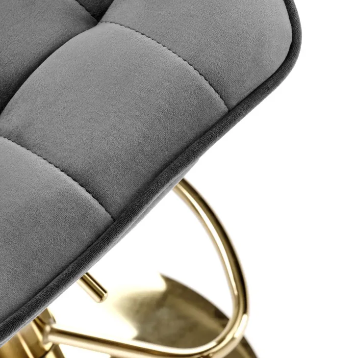 Sgabello alto regolabile in velluto moderno grigio oro Marisol