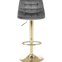 Sgabello alto regolabile in velluto moderno grigio oro Marisol