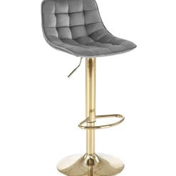 Sgabello alto regolabile in velluto moderno grigio oro Marisol
