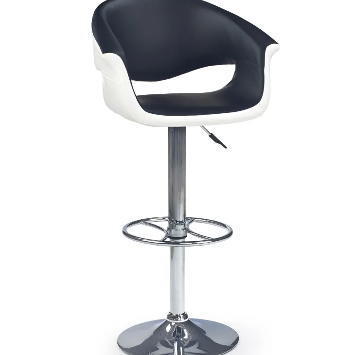 Sgabello alto regolabile moderno in ecopelle nero bianco Daisy