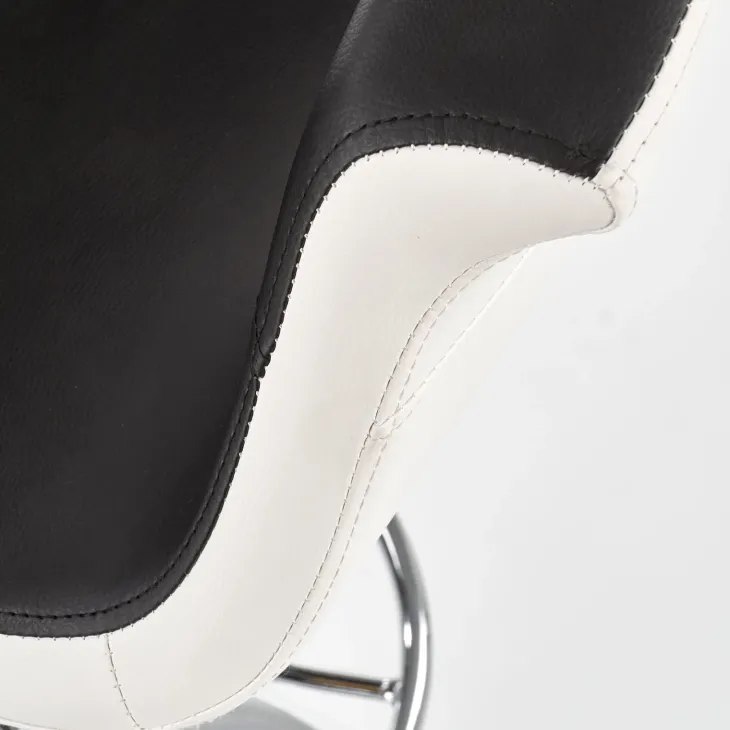 Sgabello alto regolabile moderno in ecopelle nero bianco Daisy