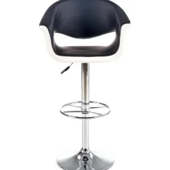 Sgabello alto regolabile moderno in ecopelle nero bianco Daisy