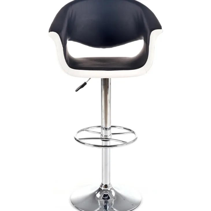 Sgabello alto regolabile moderno in ecopelle nero bianco Daisy
