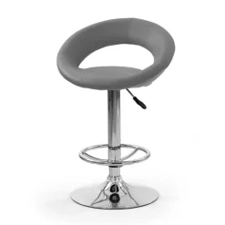 Sgabello elevabile da bar in ecopelle grigio acciaio cromato Samui