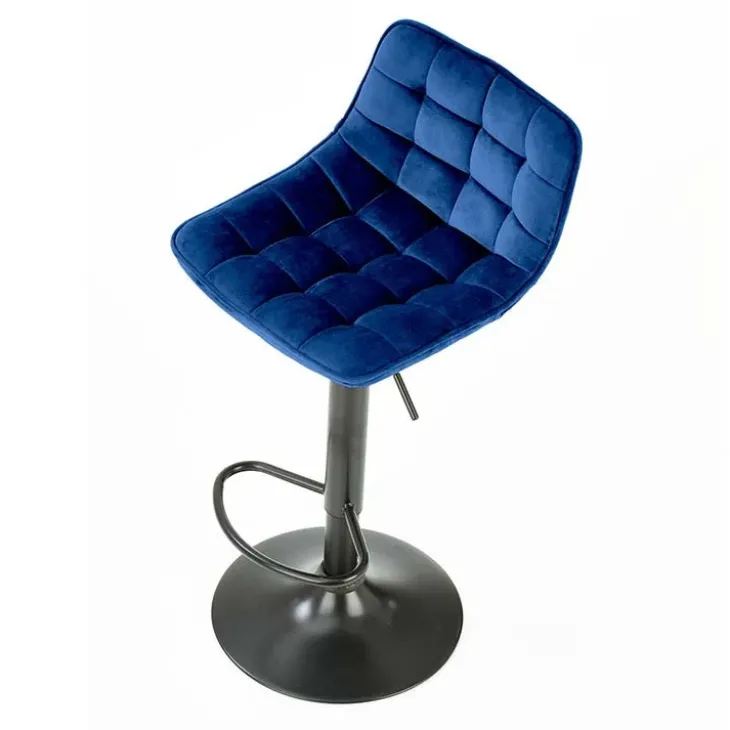 Sgabello imbottito regolabile in velluto blu nero Fost