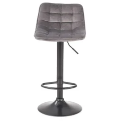 Sgabello imbottito regolabile in velluto grigio nero Fost