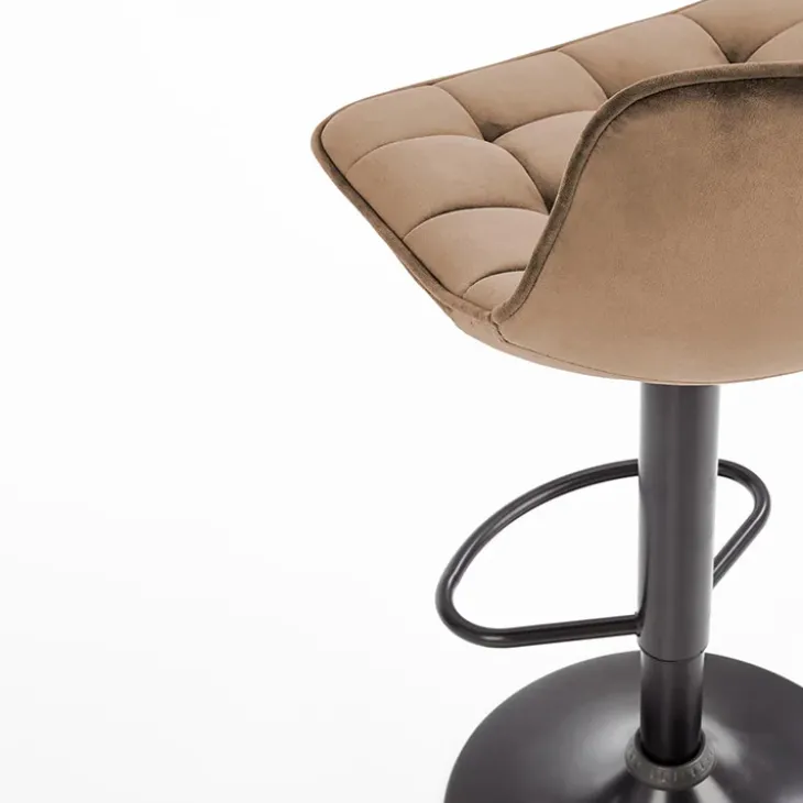 Sgabello imbottito regolabile in velluto beige nero Fost