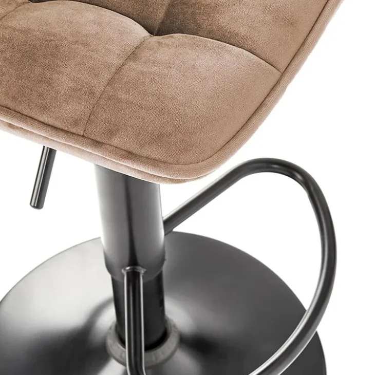 Sgabello imbottito regolabile in velluto beige nero Fost