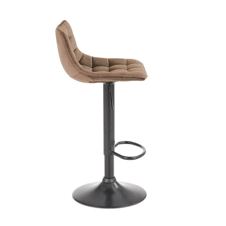 Sgabello imbottito regolabile in velluto beige nero Fost