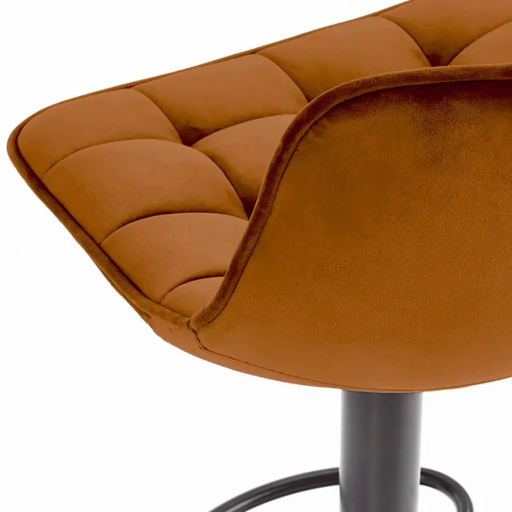 Sgabello imbottito regolabile in velluto arancio terracotta nero Fost