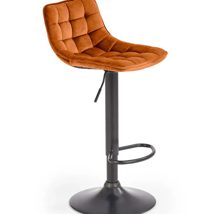 Sgabello imbottito regolabile in velluto arancio terracotta nero Fost