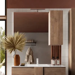 Specchiera bagno con led e pensile 80x110cm rovere scuro Alvarez