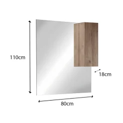 Specchiera bagno con led e pensile 80x110cm rovere scuro Alvarez