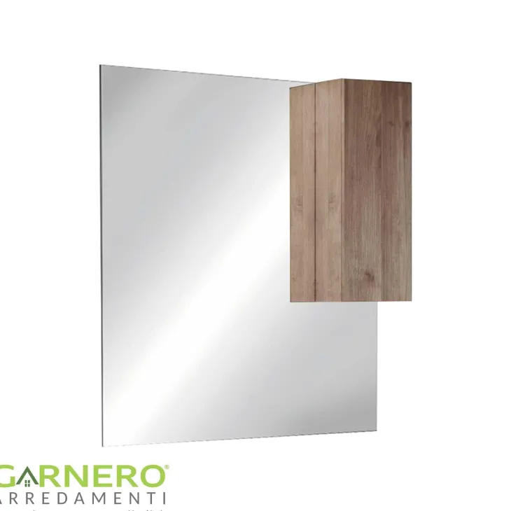 Specchiera 100x110cm bagno con led e pensile rovere scuro Alvarez