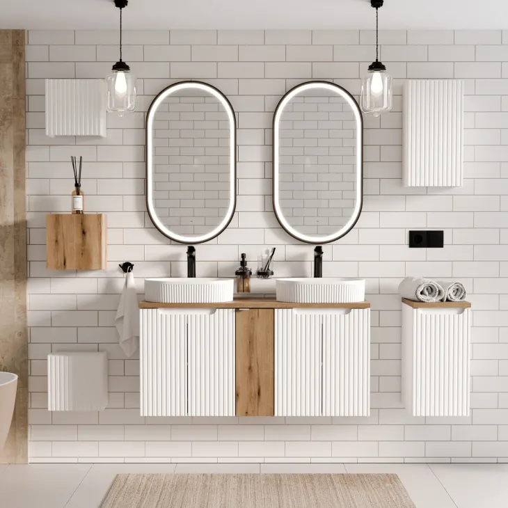Specchio da parete con led 50x90cm nero Glossy 2