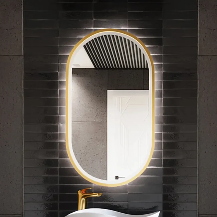 Specchio da parete con led 50x90cm dorato Glossy 2