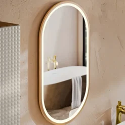 Specchio da parete con led 50x90cm dorato Glossy 2