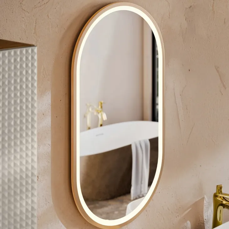 Specchio da parete con led 50x90cm dorato Glossy 2