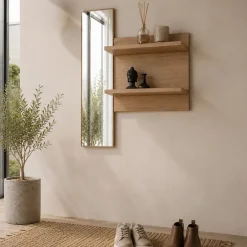 Specchio da parete con mensole rovere Berlino