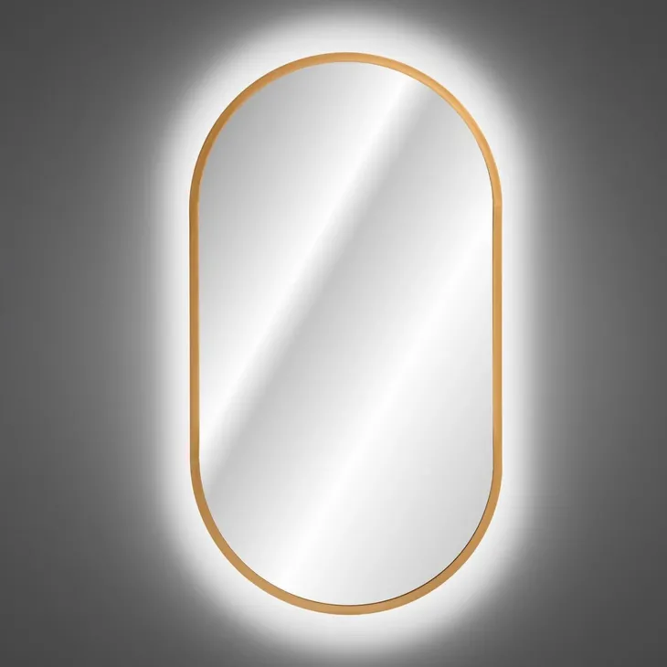 Specchio da parete retroilluminato 50x90cm dorato Glossy