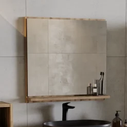 Specchio da parete 60x57cm con mensola rovere Bully