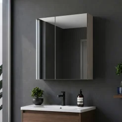 Specchio mobile contenitore 60x65cm grigio Serif