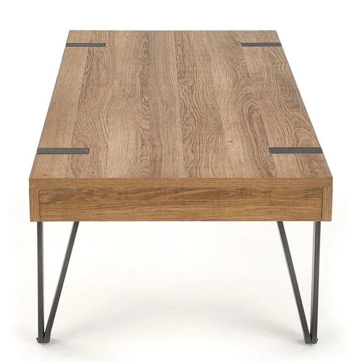 Tavolino da salotto con cassetti 120x55cm noce acciaio nero Yonok