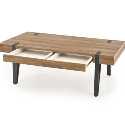 Tavolino da salotto con cassetti 120x55cm noce acciaio nero Yonok