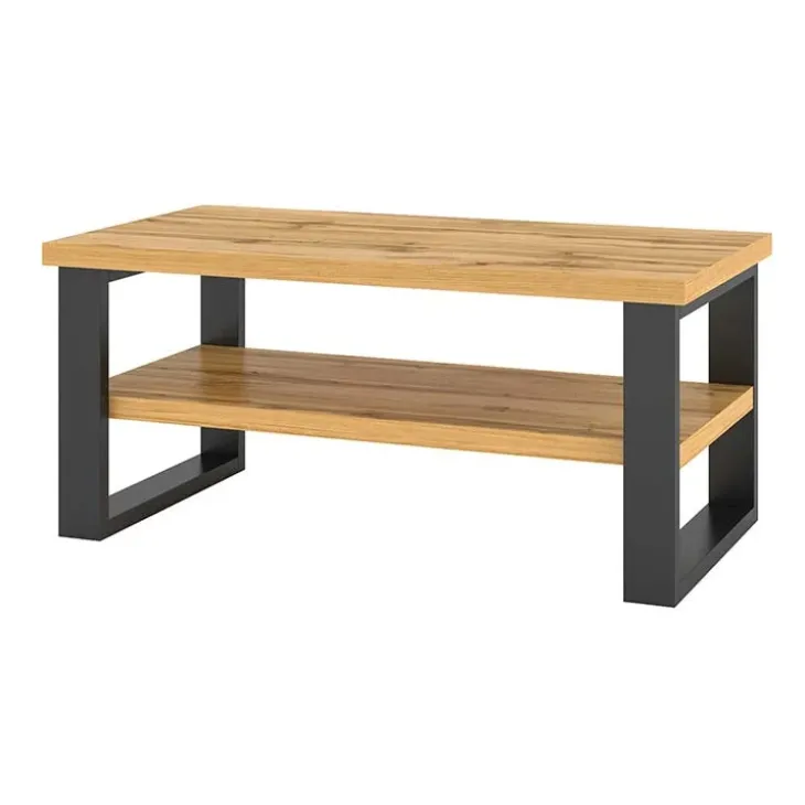 Tavolino da salotto con ripiano 110x60cm quercia nero Petra