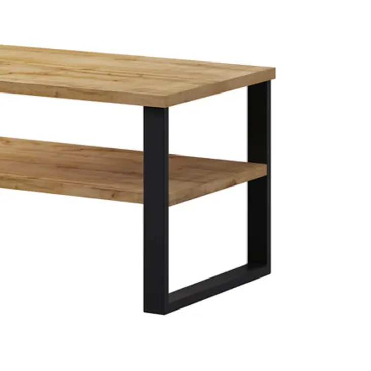 Tavolino da salotto con ripiano 110x60cm quercia nero Petra