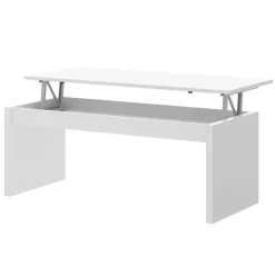 Tavolino da salotto contenitore 102x50cm design moderno bianco lucido Paris