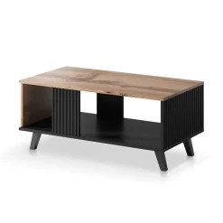 Tavolino da salotto design industrial 92x50cm rovere nero Nandina