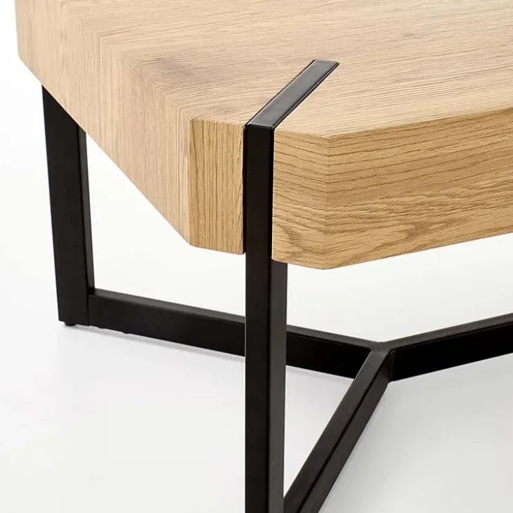 Tavolino da salotto design 110x60cm rovere dorato nero Murray