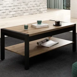 Tavolino da salotto design 120x60cm quercia nero opaco Neive