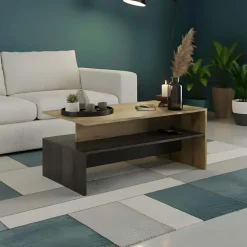 Tavolino da salotto design 100x60cm noce antico nero frassinato Emotion Gihome®
