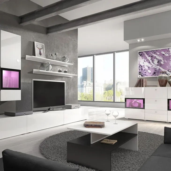 Tavolino da salotto design 100x60cm bianco e nero Emotion Gihome®
