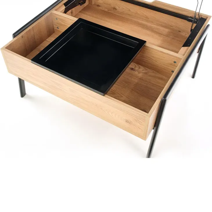 Tavolino da salotto industrial 85x80cm rovere metallo nero Larisa