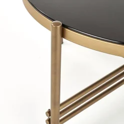 Tavolino da salotto in vetro rotondo 80x80cm nero oro Flam
