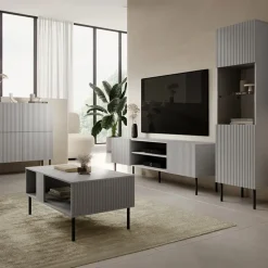 Tavolino da salotto moderno 110x60cm grigio chiaro nero Cadice