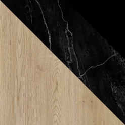 Tavolino da salotto ovale 100x52cm rovere effetto marmo nero Roundi