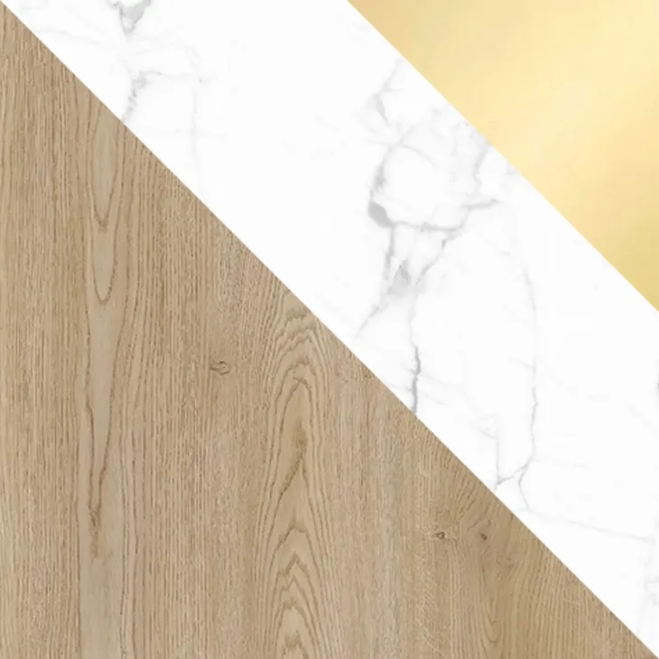 Tavolino da salotto ovale 100x52cm rovere effetto marmo bianco Roundi