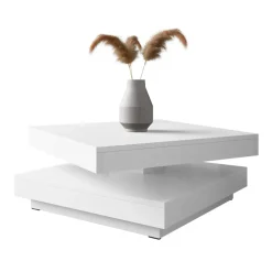 Tavolino da salotto quadrato 70x70cm rotante bianco Rotol