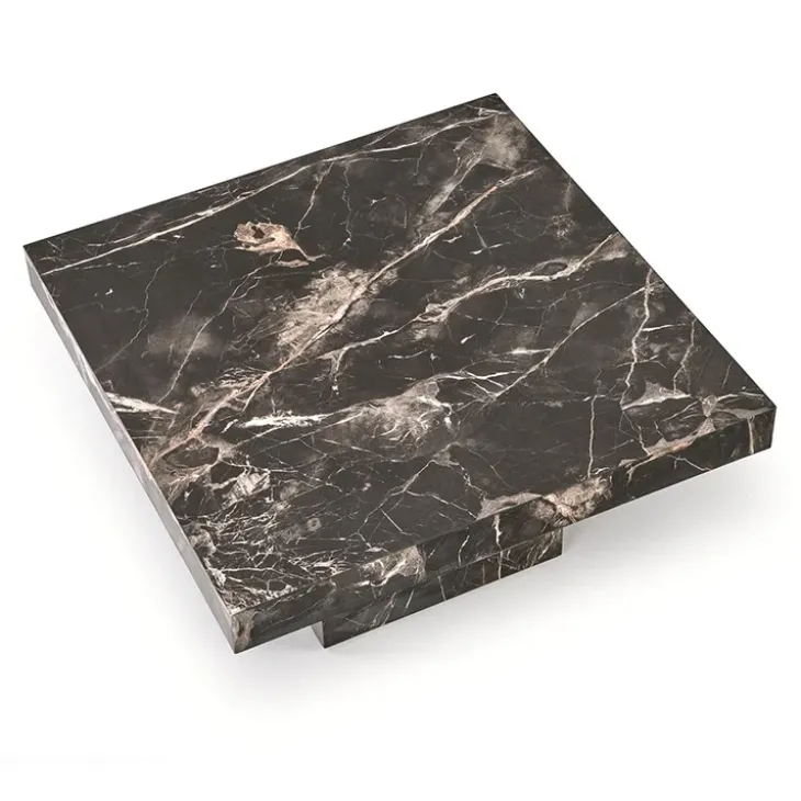 Tavolino da salotto quadrato 80x80cm effetto marmo nero Galassia