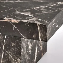 Tavolino da salotto quadrato 80x80cm effetto marmo nero Galassia
