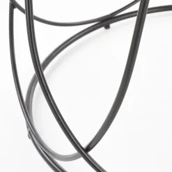 Tavolino da salotto rotondo moderno design 60x60cm noce nero Silver