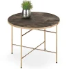 Tavolino da salotto rotondo moderno 60x60cm marmo scuro oro Holar