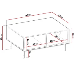 Tavolino da salotto 100x45cm 1 anta moderno nero Oriana